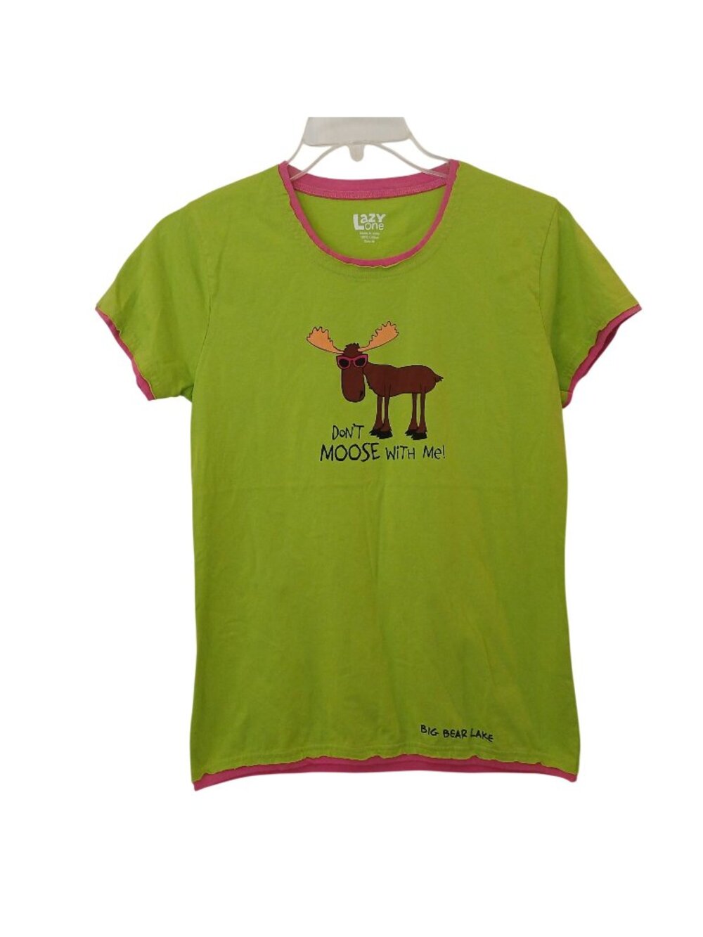 Dont Moose With Me Lazy One Womens Sz M Green Top Nightshirt 100% Cotton #D-47